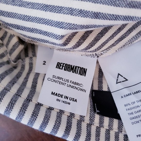 Reformation Striped Fisher High Waisted Paper bag Pants Size 2 - Picture 11 of 12